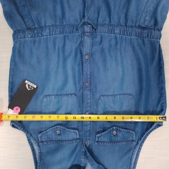 Jordache Romper Women's Denim Chambray Blue Summer Casual Preppy Size Medium - Picture 7 of 11